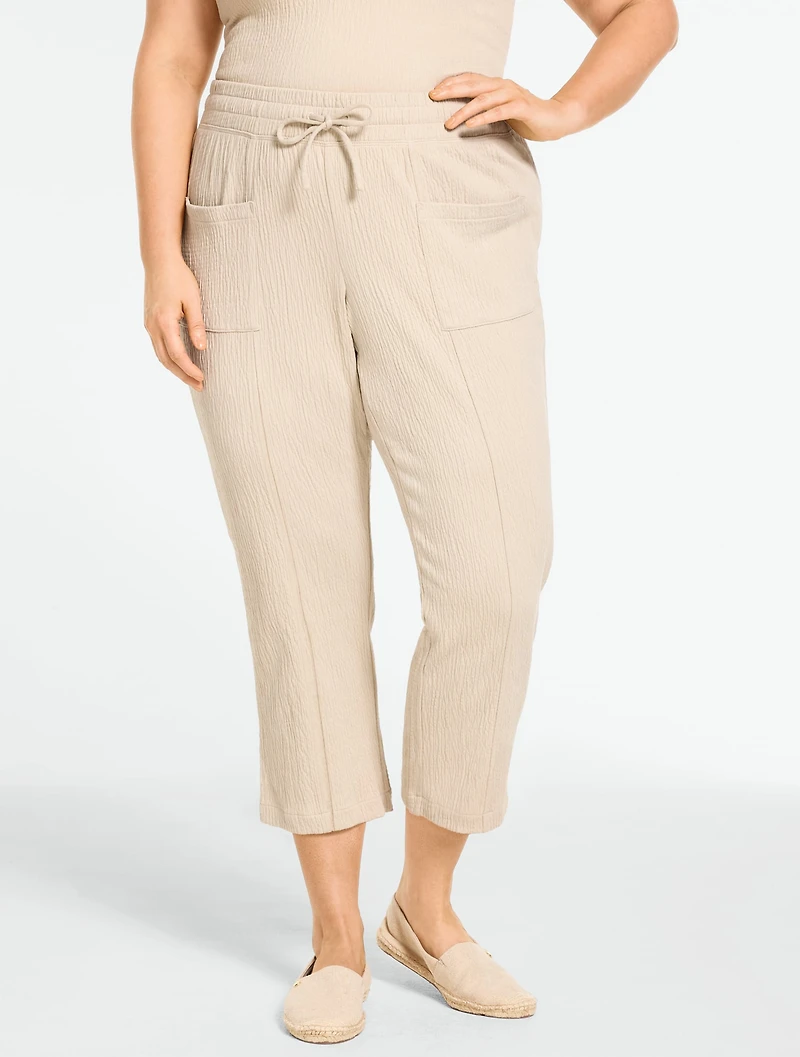 Crinkle Gauze Straight Leg Pants
