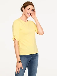 Elbow Sleeve Knot Top