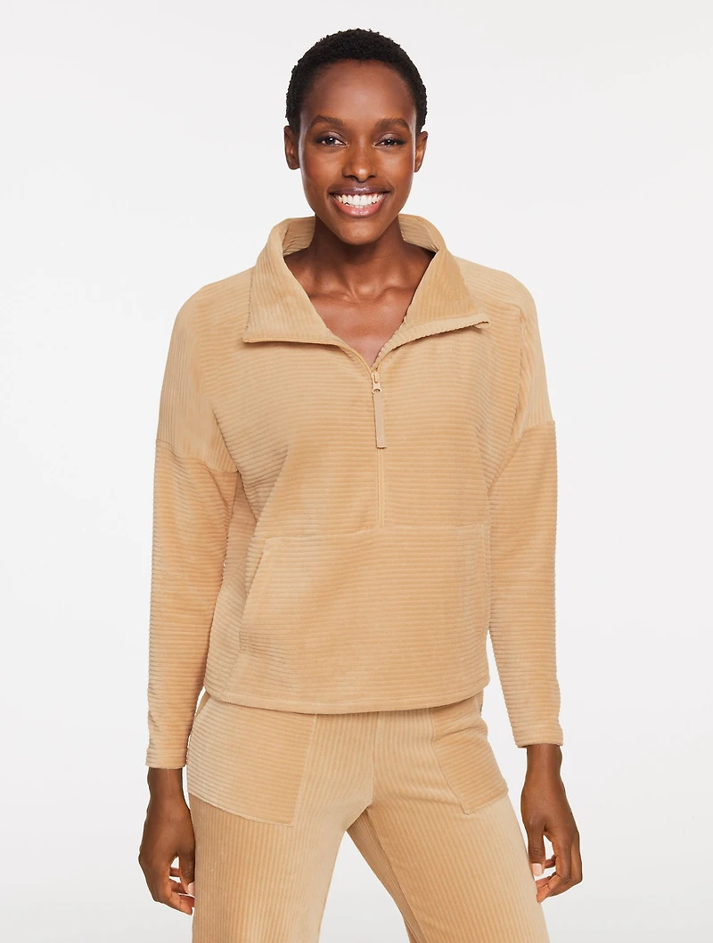 Sky Lounge Velour Half-Zip Pullover