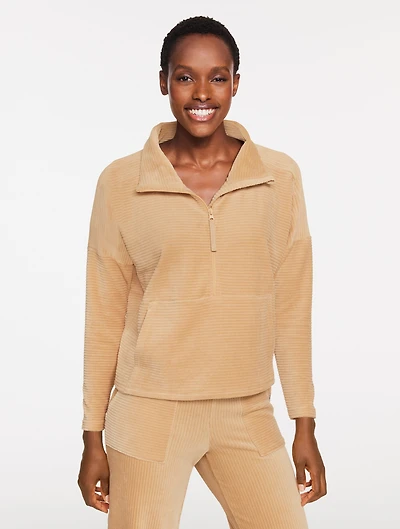 Sky Lounge Velour Half-Zip Pullover