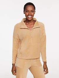 Sky Lounge Velour Half-Zip Pullover