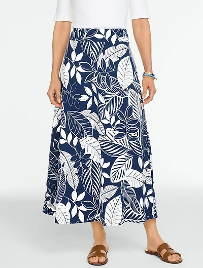 Jersey Maxi Skirt - Bicolor Leaves
