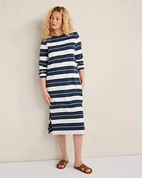 Organic Cotton Interlock Stripe Midi Dress