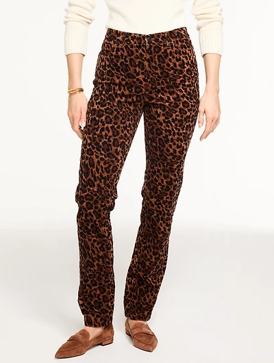 Straight Leg Stretch Corduroy Pants - Spectacular Animal