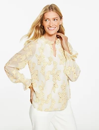 Jacquard Ruffle Top - Mistletoe