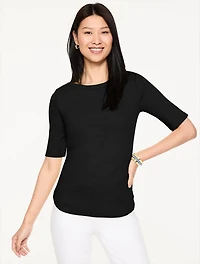 Ribbed Bateau Neck Tee