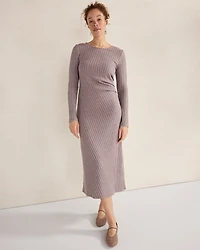 Wide Rib Knit Drapey Midi Dress