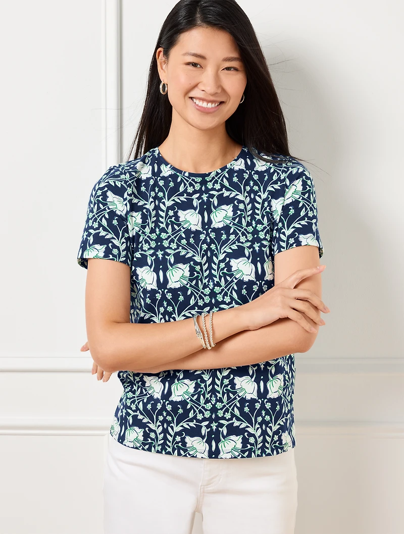 Crewneck Tee - Intricate Flowers