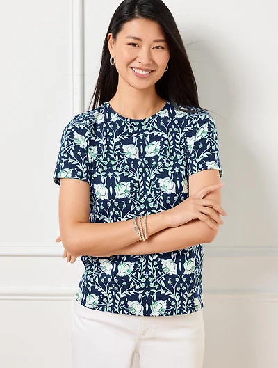 Crewneck Tee - Intricate Flowers