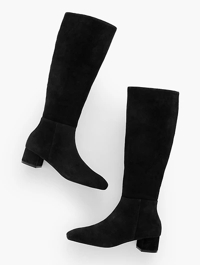 Perla Tall Suede Block Heel Boots