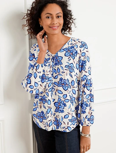 Lantern Sleeve Top - Blooming Daffodils
