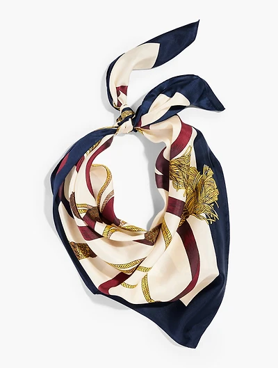 Ribbon & Tassels Silk Square Scarf