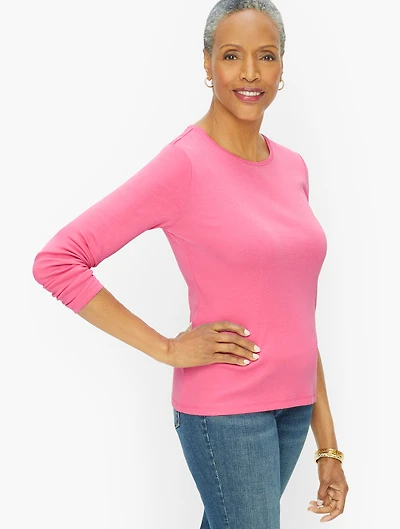 Pima Cotton Long-Sleeve Crewneck Tee