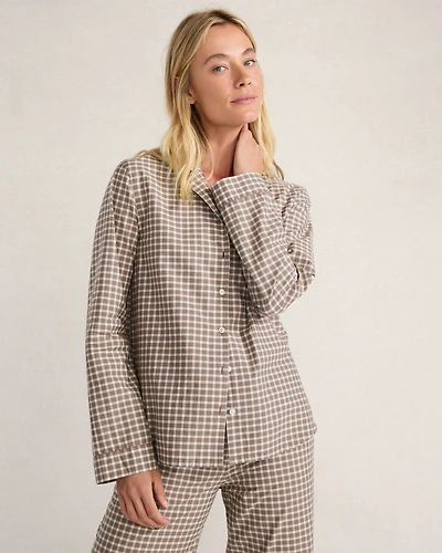 Organic Cotton Poplin Plaid Pajama Top