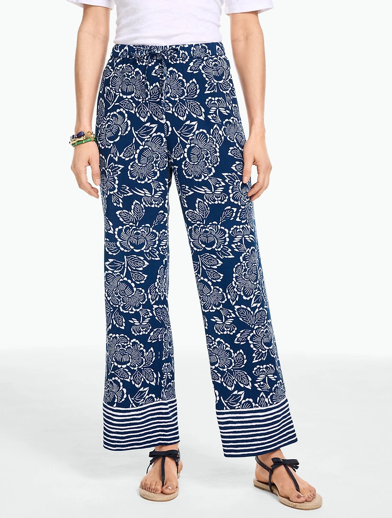 Straight Ankle Pull-On Pants - Capri Rose