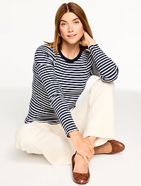 Ribbed Crewneck Tee - Jasmine Stripe