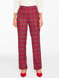 Talbots Southampton Tailored Stretch Straight Leg Pants - Cider Plaid