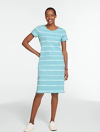 French Terry T-Shirt Dress - Tie-Dye Stripe