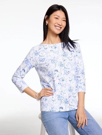 Bateau Neck Tee - Ethereal Floral