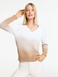 V-Neck Sweater - Dip-Dye Ombré