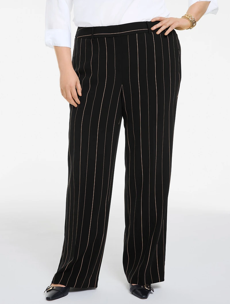 Wide Leg Polished Crepe Pants - Majestic Stripe