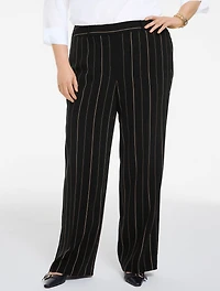 Wide Leg Polished Crepe Pants - Majestic Stripe