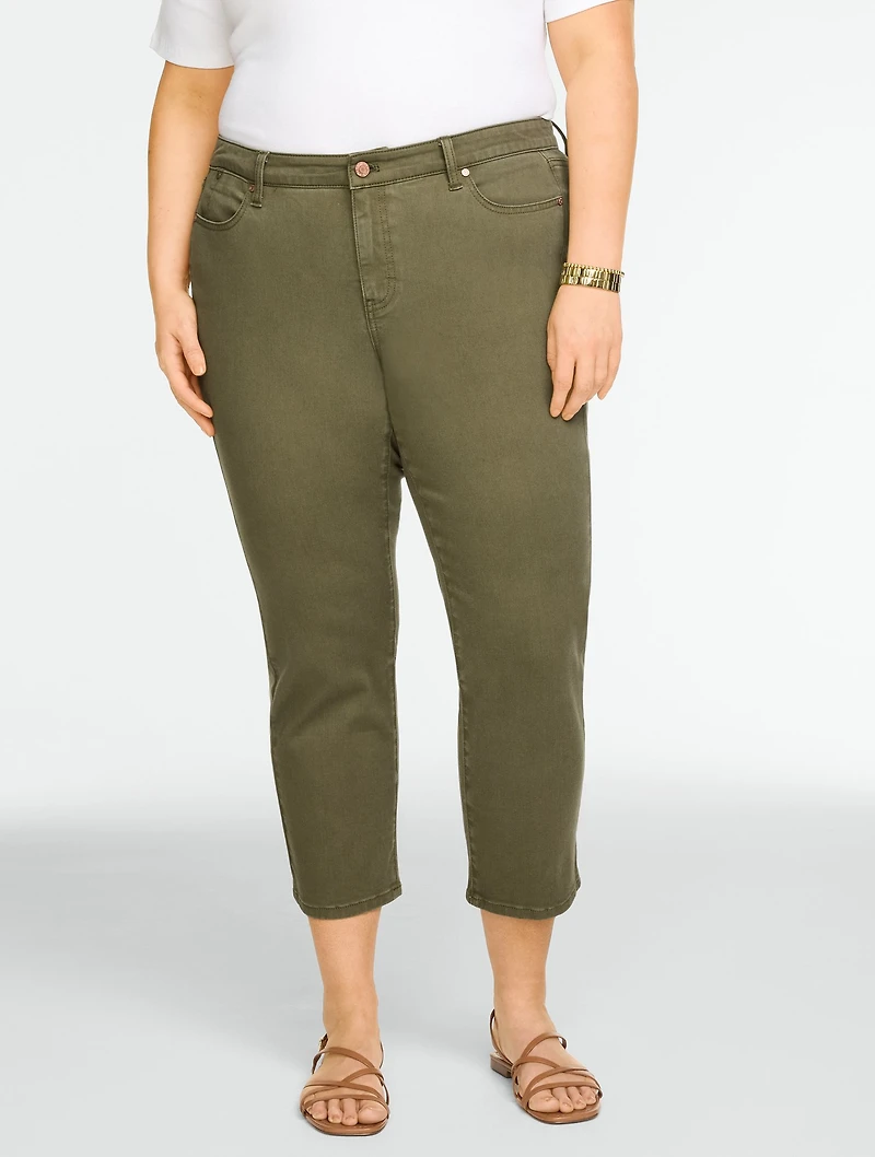 Straight Crop Lightweight Jeans - Solids