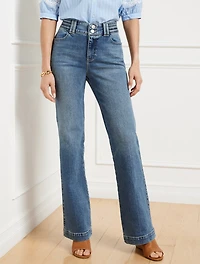 Flare Leg Banded Waist Jeans