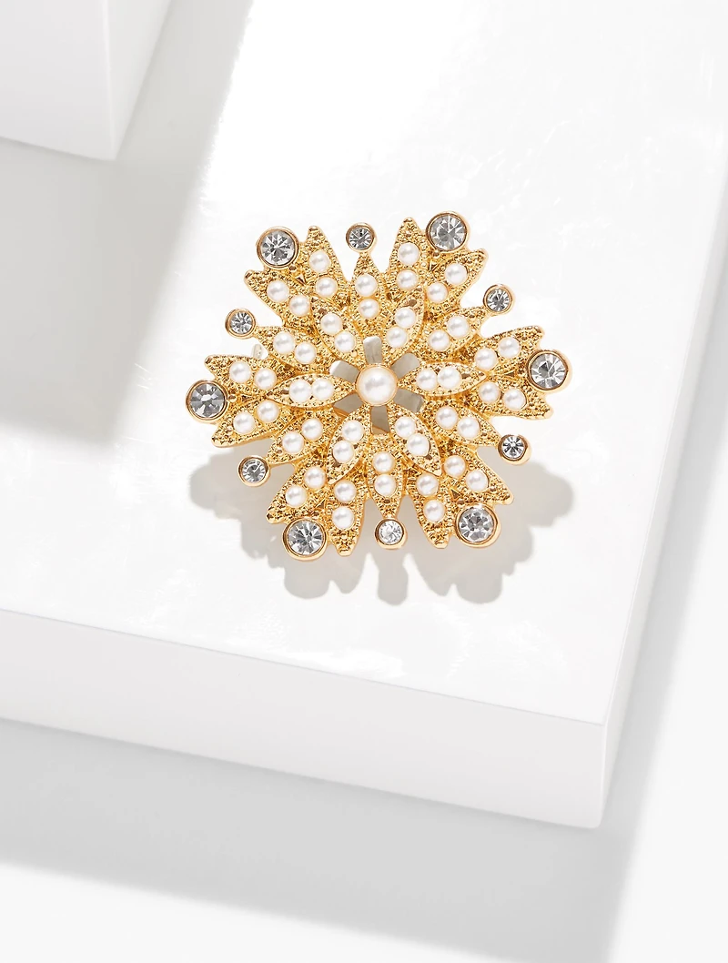 Pearl Snowflake Brooch