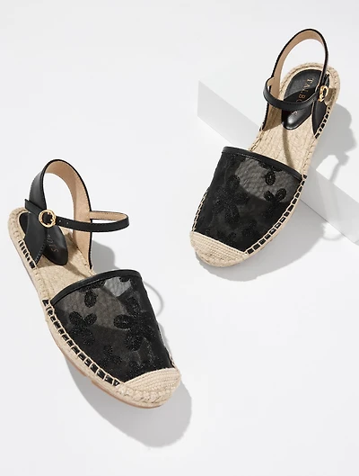Izzy d’Orsay Espadrille Flats - Embroidered Mesh