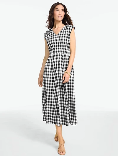 Poplin Fit & Flare Midi Dress - Beatrice Gingham