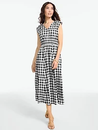 Poplin Fit & Flare Midi Dress - Beatrice Gingham