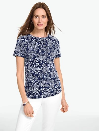 Short Sleeve Crewneck Tee - Capri Rose