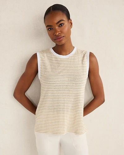 Linen Stripe Crewneck Tank