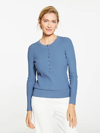 Ribbed Henley Pullover