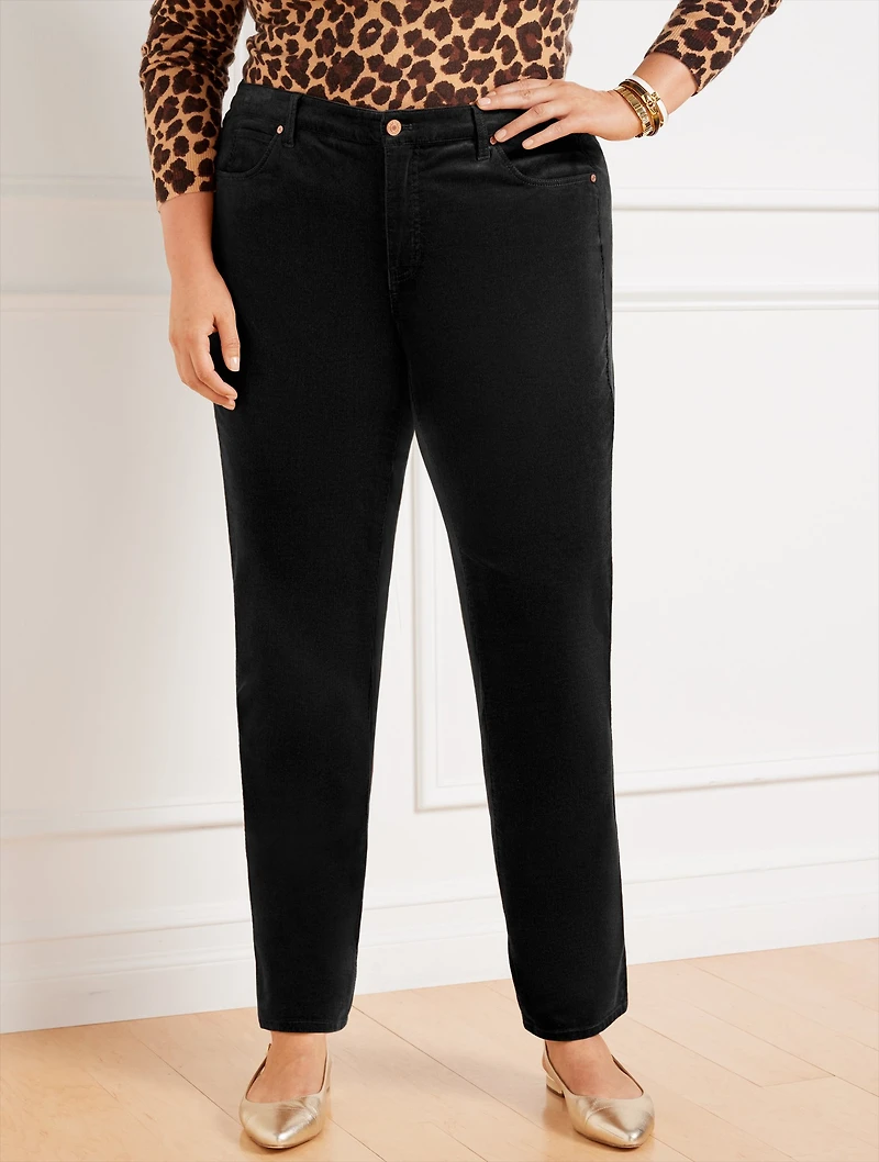 Stretch Corduroy Straight Leg Pants - Solids