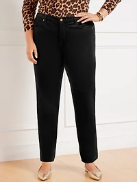 Stretch Corduroy Straight Leg Pants - Solids