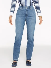 Straight Leg Drop Hem Jeans - Meserole Wash Curvy Fit