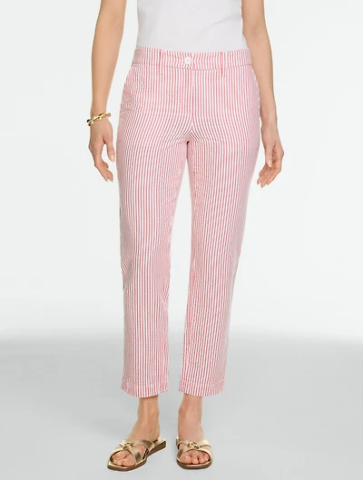 Seersucker Perfect Crop - Ocean Stripe