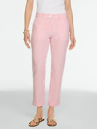 Seersucker Perfect Crop - Ocean Stripe