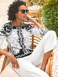 Bateau Neck Tee - Bohemian Garden