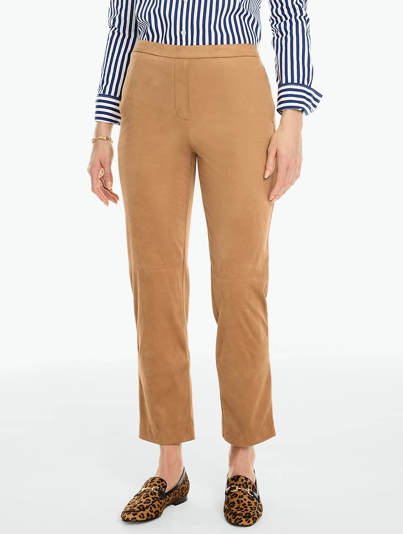 Faux Suede Tapered Ankle Pull-On Pants