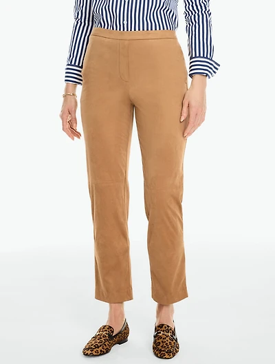 Faux Suede Tapered Ankle Pull-On Pants