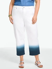 Wide Crop High Waist Jeans - Dip-Dyed