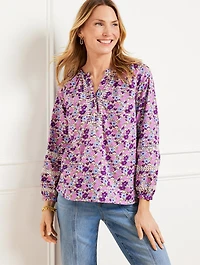 Tossed Ditsy Embroidered Top