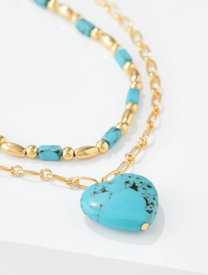 Enamel Heart Layer Necklace