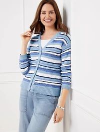 Mixed Stitch V-Neck Cardigan