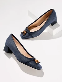 Sienna Bamboo Raffia Block Heel Pumps