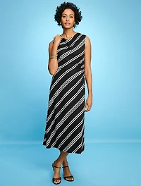 Jersey Fit-&-Flare Maxi Dress - Cliff Stripe
