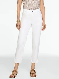 Straight Crop Lightweight Jeans - White